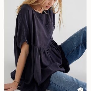 Free People Moon City Top in Sunflower Seed (indigo) size L